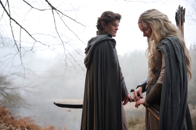 Robert Aramayo as Elrond; Morfydd Clark as Galadriel