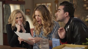 Editorial use only. No book cover usage.Mandatory Credit: Photo by C Kalohoridis/Cbc/ITV/Kobal/REX/Shutterstock (9333233bt)S4 Catherine O'Hara, Annie Murphy, Daniel Levy"Schitt's Creek" (Season 4) TV Series - 2018