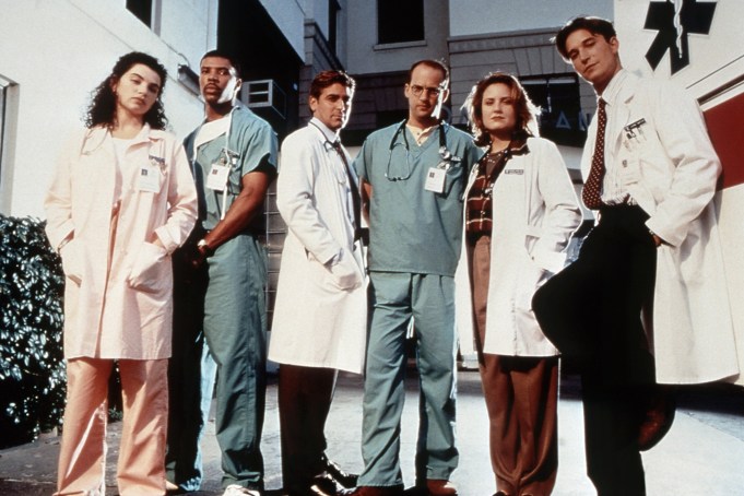 ER, (aka E.R.), from left, Julianna Margulies, Eriq La Salle, George Clooney, Anthony Edwards, Sherry Stringfield, Noah Wylie, 1994-2009 (1997 photo).  ©NBC/courtesy Everett Collection